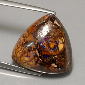 Opala boulder multicolorido natural 17,44ct, trillion, opaco