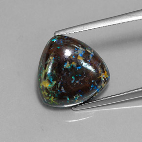 Opala boulder multicolorido natural 7,96ct, trillion, opaco