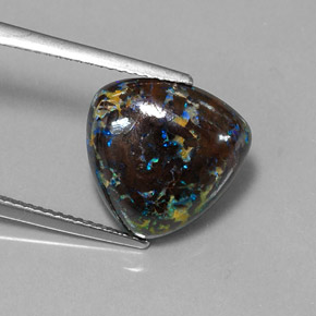 Opala boulder multicolorido natural 7,96ct, trillion, opaco