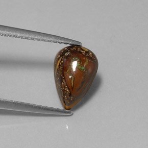 Opala boulder multicolorido natural 1,88ct, formato de pêra, opaco