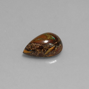 Opala boulder multicolorido natural 1,88ct, formato de pêra, opaco