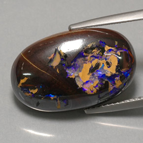 Opala boulder multicolorido natural 14,18ct, corte oval, opaco