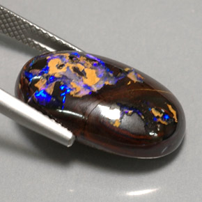 Opala boulder multicolorido natural 14,18ct, corte oval, opaco