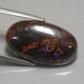 Opala boulder multicolorido natural 12,97ct, corte oval, opaco