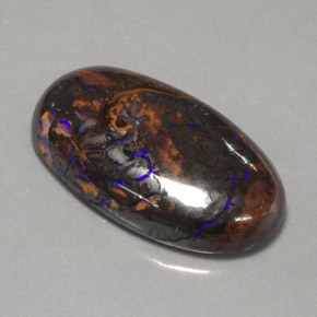 Opala boulder multicolorido natural 12,97ct, corte oval, opaco