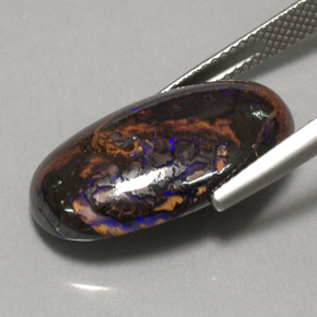 Opala boulder multicolorido natural 12,97ct, corte oval, opaco