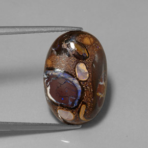 Opala boulder multicolorido natural 9,28ct, corte oval, opaco