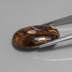Opala boulder multicolorido natural 9,28ct, corte oval, opaco