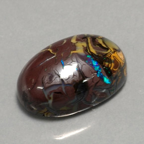 Opala de Pedra Multicolorido Natural 6.95ct, Corte Oval, Opaco