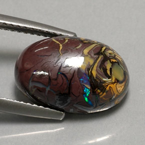 Opala de Pedra Multicolorido Natural 6.95ct, Corte Oval, Opaco