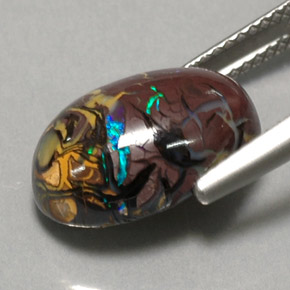 Opala de Pedra Multicolorido Natural 6.95ct, Corte Oval, Opaco