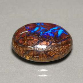 Opala boulder multicolorido natural 9,88ct, corte oval, opaco