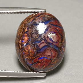 Opala boulder multicolorido natural 9,88ct, corte oval, opaco