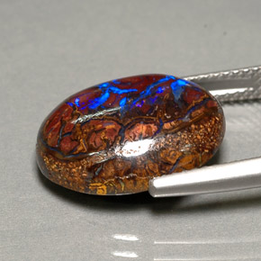 Opala boulder multicolorido natural 9,88ct, corte oval, opaco