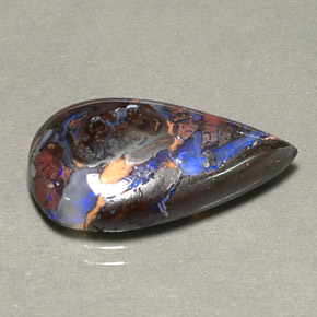 Opala boulder multicolorido natural 9,16ct, formato de pêra, opaco