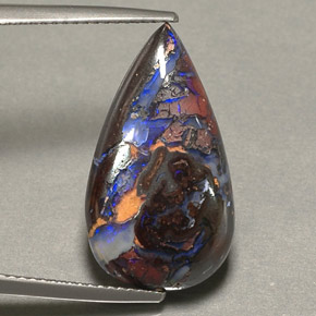 Opala boulder multicolorido natural 9,16ct, formato de pêra, opaco