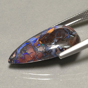 Opala boulder multicolorido natural 9,16ct, formato de pêra, opaco