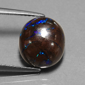 Opala boulder multicolorido natural 5,30ct, corte oval, opaco