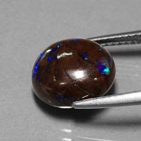 Opala boulder multicolorido natural 5,30ct, corte oval, opaco