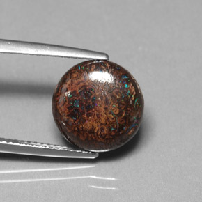 Opala boulder multicolorido natural 4,97ct, corte redondo, opaco