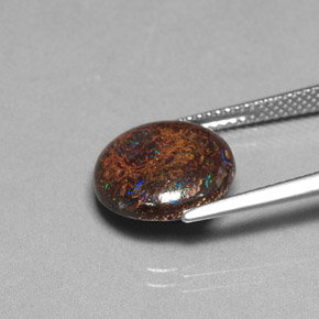 Opala boulder multicolorido natural 4,97ct, corte redondo, opaco