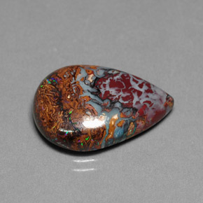 Opala boulder multicolorido natural 11,09ct, formato de pêra, opaco