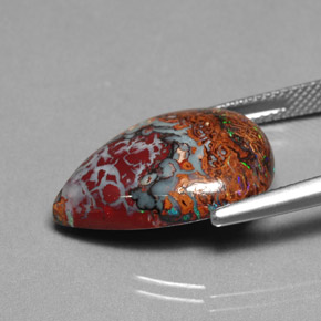 Opala boulder multicolorido natural 11,09ct, formato de pêra, opaco