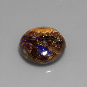 Opala boulder multicolorido natural 7,07ct, corte redondo, opaco