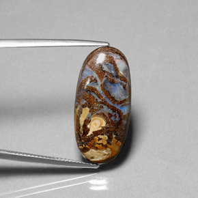 Opala de Pedra Multicolorido Natural 14.49ct, Corte Oval, Opaco