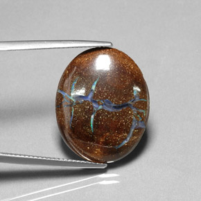 Opala boulder multicolorido natural 11,05ct, corte oval, opaco