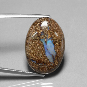 Opala boulder multicolorido natural 20,02ct, corte oval, opaco