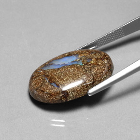 Opala boulder multicolorido natural 20,02ct, corte oval, opaco