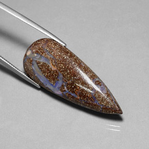 Opala boulder multicolorido natural 26,52ct, formato de pêra, opaco