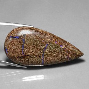 Opala boulder multicolorido natural 52,57ct, formato de pêra, opaco