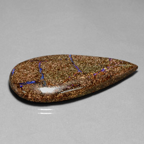 Opala boulder multicolorido natural 52,57ct, formato de pêra, opaco