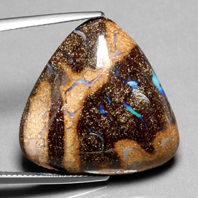 Opala boulder multicolorido natural 25,23ct, trillion, opaco