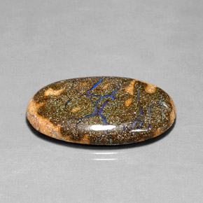 Opala boulder multicolorido natural 30,86ct, corte oval, opaco