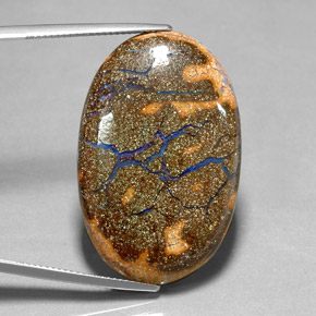 Opala boulder multicolorido natural 30,86ct, corte oval, opaco