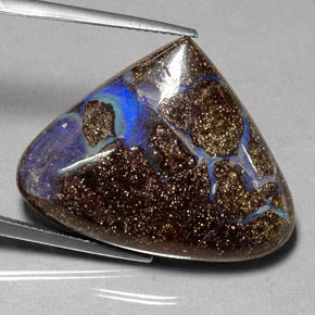 Opala boulder multicolorido natural 27,56ct, formato de pêra, opaco