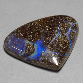Opala boulder multicolorido natural 27,56ct, formato de pêra, opaco