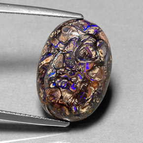 Opala boulder multicolorido natural 8,36ct, corte oval, opaco