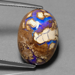 Opala boulder multicolorido natural 11,68ct, corte oval, opaco