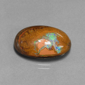 Opala boulder multicolorido natural 11,39ct, corte oval, opaco