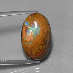 Opala boulder multicolorido natural 11,39ct, corte oval, opaco