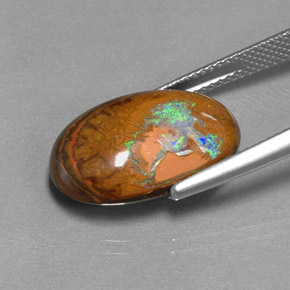Opala boulder multicolorido natural 11,39ct, corte oval, opaco