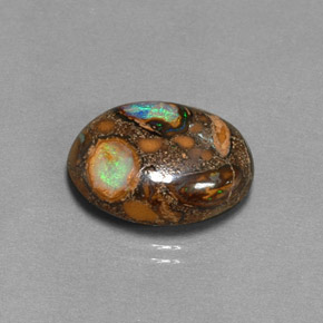Opala boulder multicolorido natural 8,41ct, corte oval, opaco