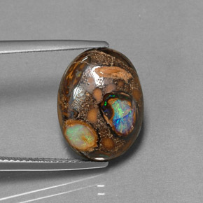 Opala boulder multicolorido natural 8,41ct, corte oval, opaco