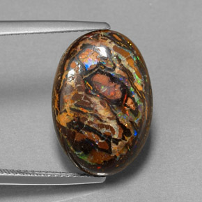 Opala de Pedra Multicolorido Natural 10.67ct, Corte Oval, Opaco