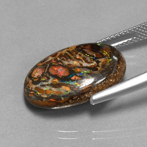 Opala de Pedra Multicolorido Natural 10.67ct, Corte Oval, Opaco