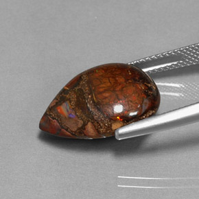 Opala boulder multicolorido natural 11,35ct, formato de pêra, opaco
